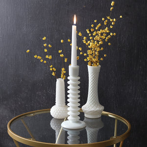 Ribbed Milk Glass Candle Taper