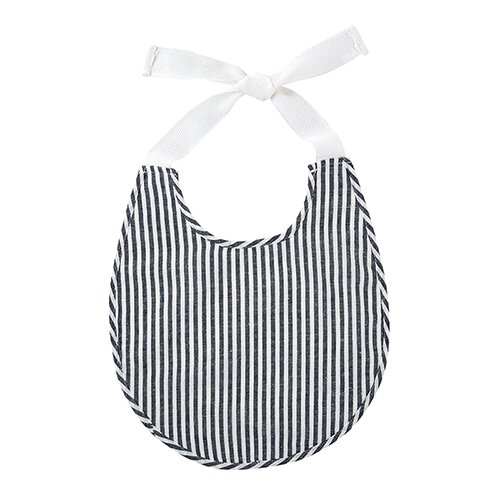 Navy Striped Twill Ribbon Bib