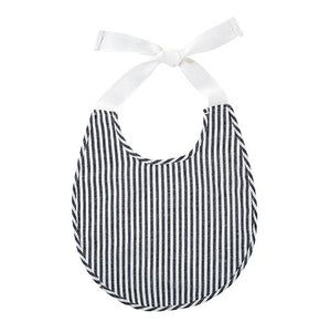 Navy Striped Twill Ribbon Bib