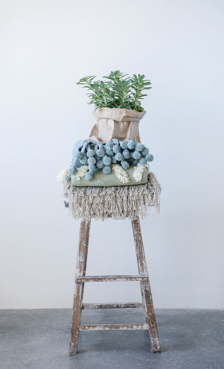 Cotton Woven Throw Blanket, Braided Tassel