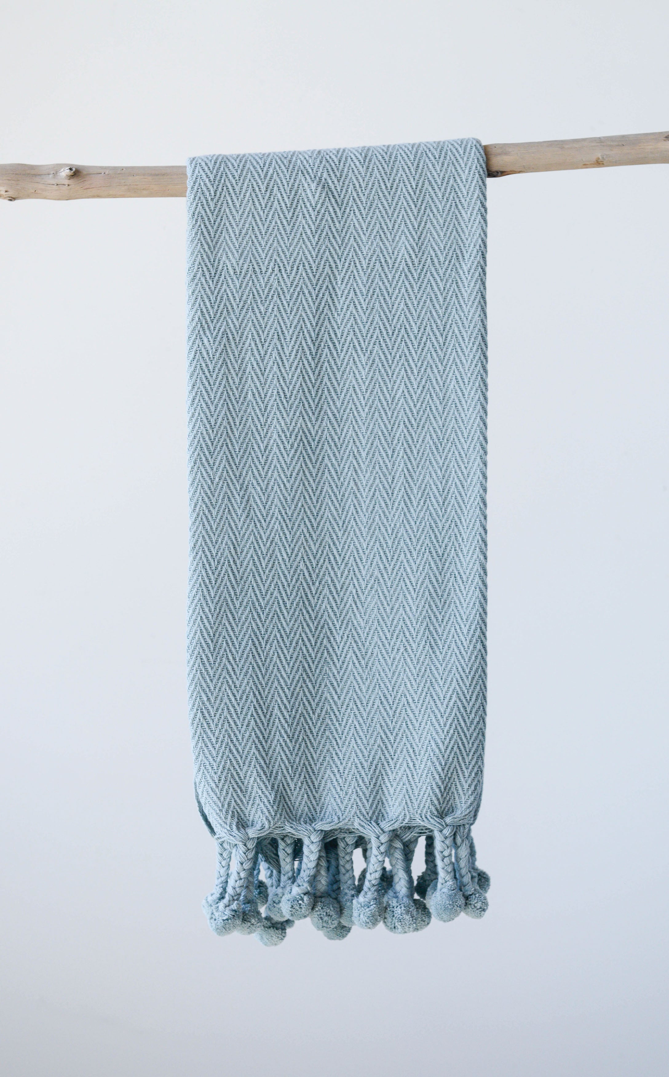 Cotton Woven Throw Blanket, Braided Tassel