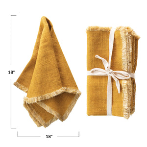 Linen Fringe Napkin Sets, (Mustard or Rust)