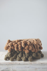 Cotton Woven Throw Blankets, Braided Tassel