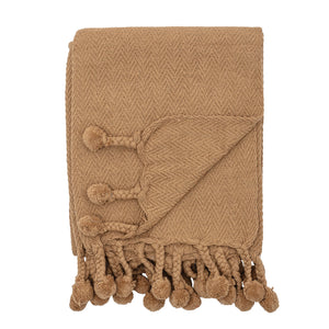 Cotton Woven Throw Blankets, Braided Tassel
