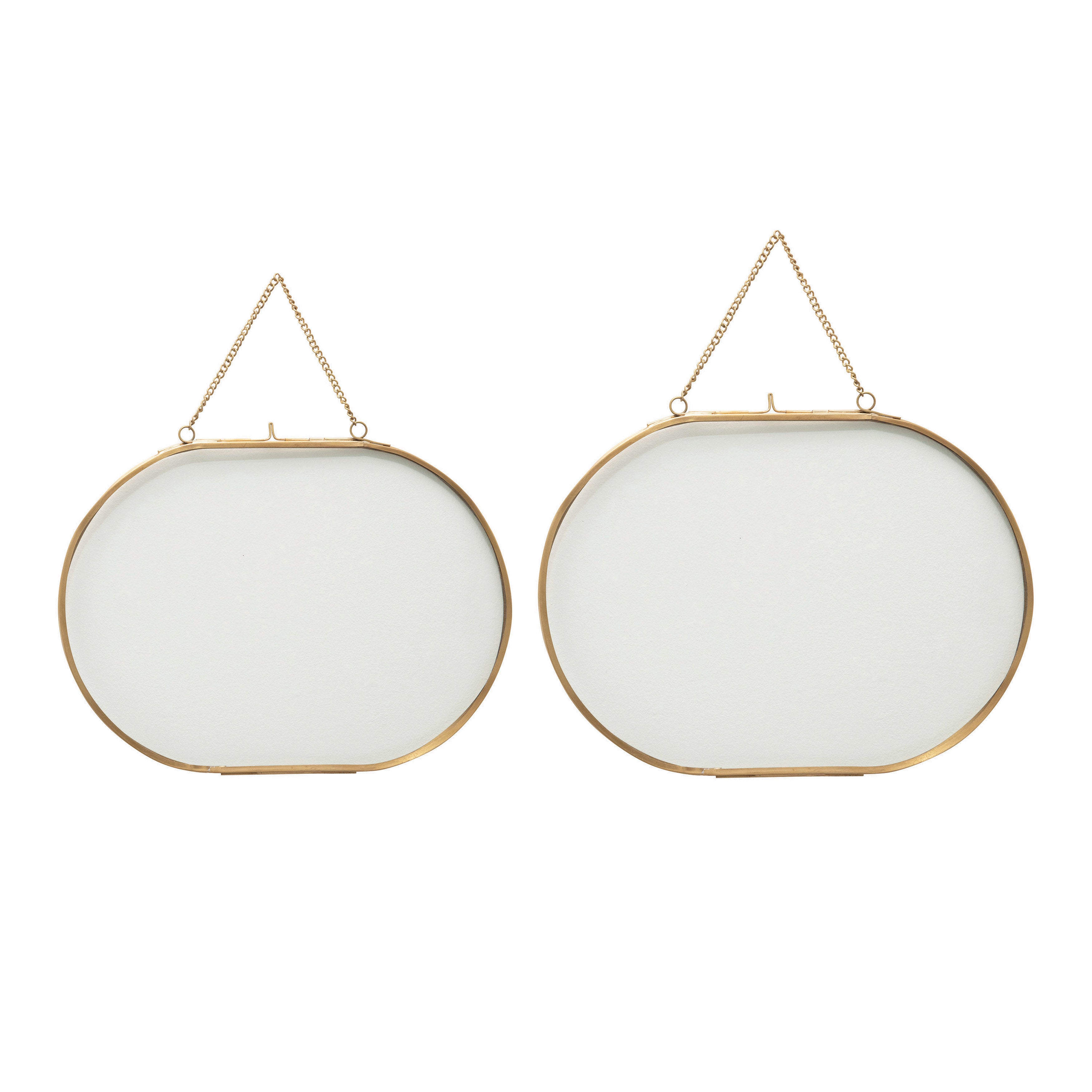 Oval Glass Photo Frames, Brass Trim