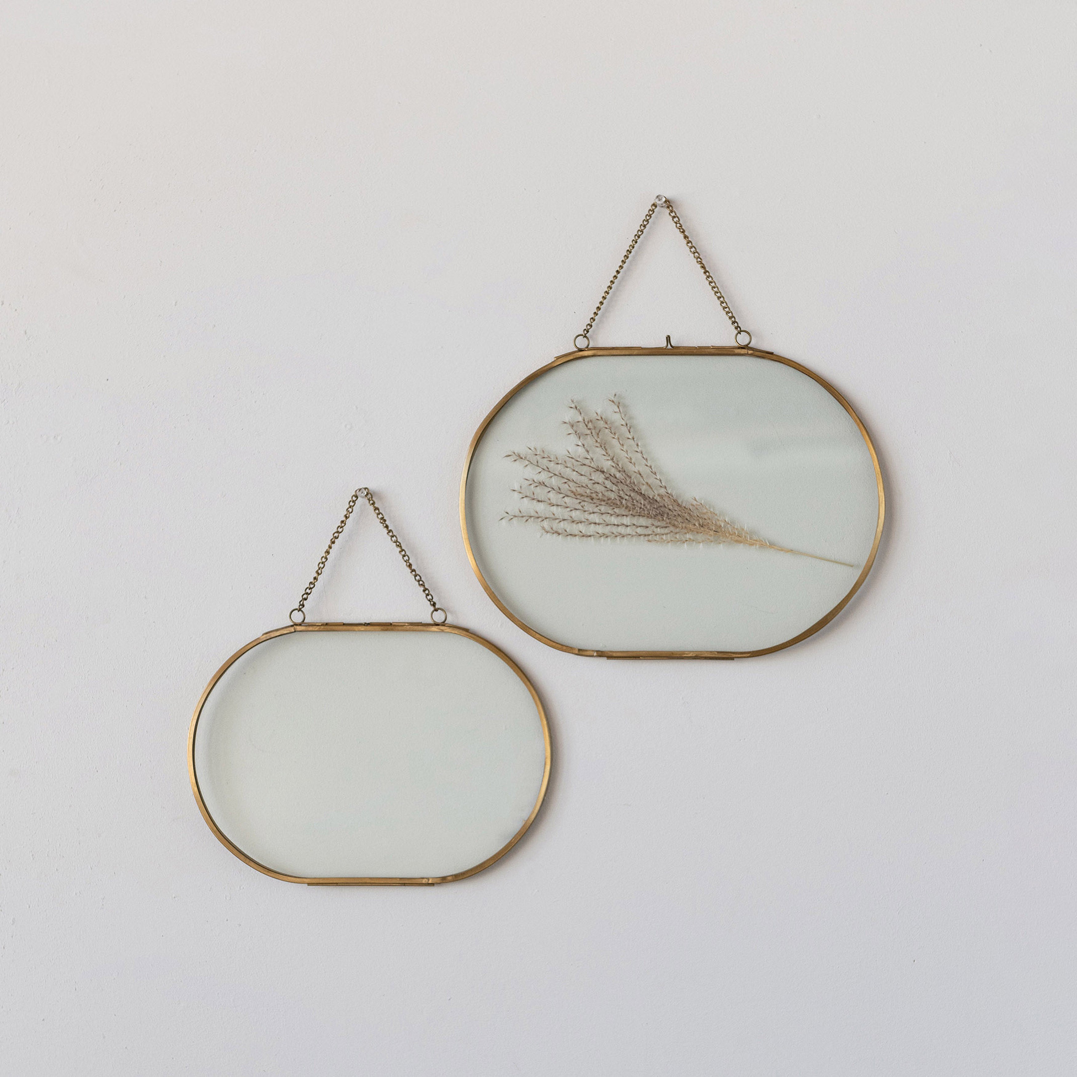 Oval Glass Photo Frames, Brass Trim