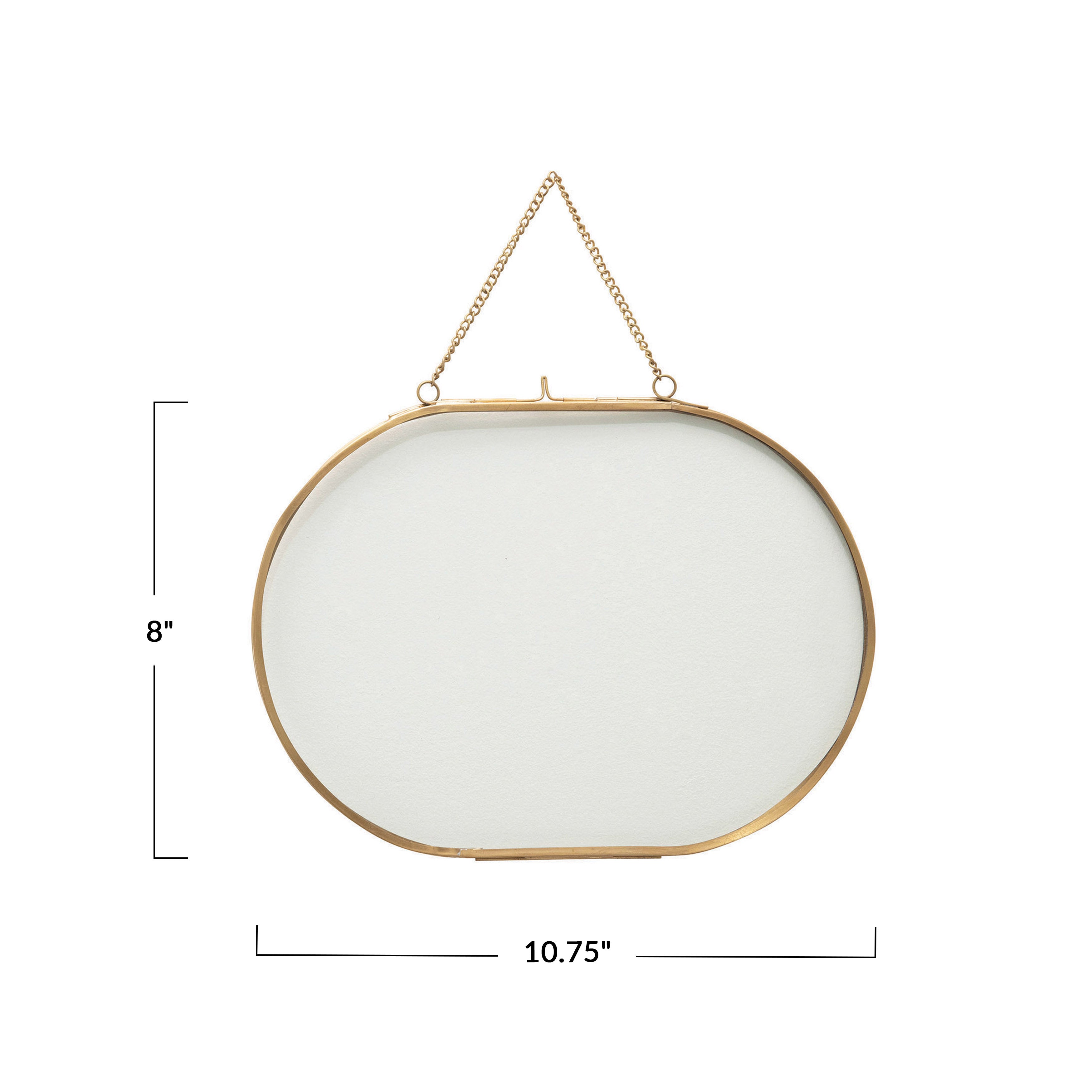 Oval Glass Photo Frames, Brass Trim