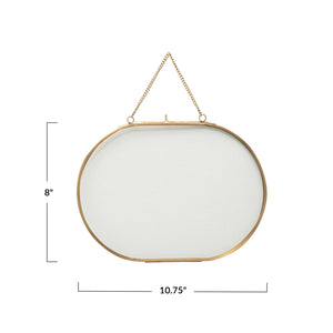Oval Glass Photo Frames, Brass Trim