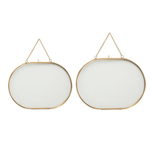 Oval Glass Photo Frames, Brass Trim