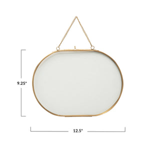 Oval Glass Photo Frames, Brass Trim