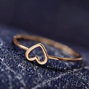 Dainty Hollow Heart Ring, Gold