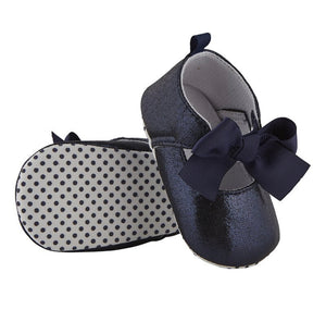 Navy Metallic Baby Shoes