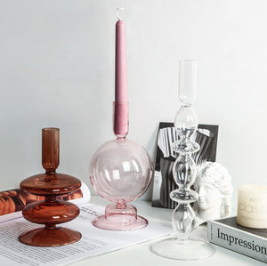 Spherical Pink Glass Candle Holder