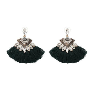 Black Fan-Out Tassel Earrings