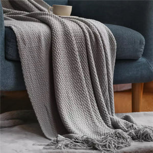 Knitted Fringe Throw Blanket – Grandeur & Grace Co.