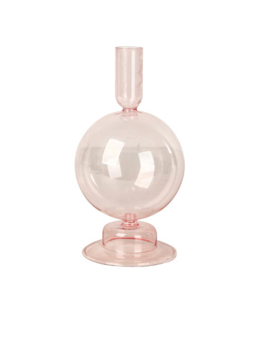 Spherical Pink Glass Candle Holder