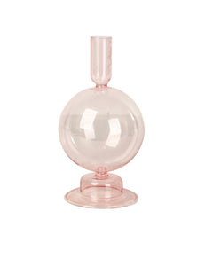 Spherical Pink Glass Candle Holder