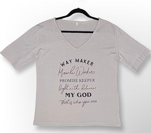 “Way Maker” V-Neck T-shirt, Grey