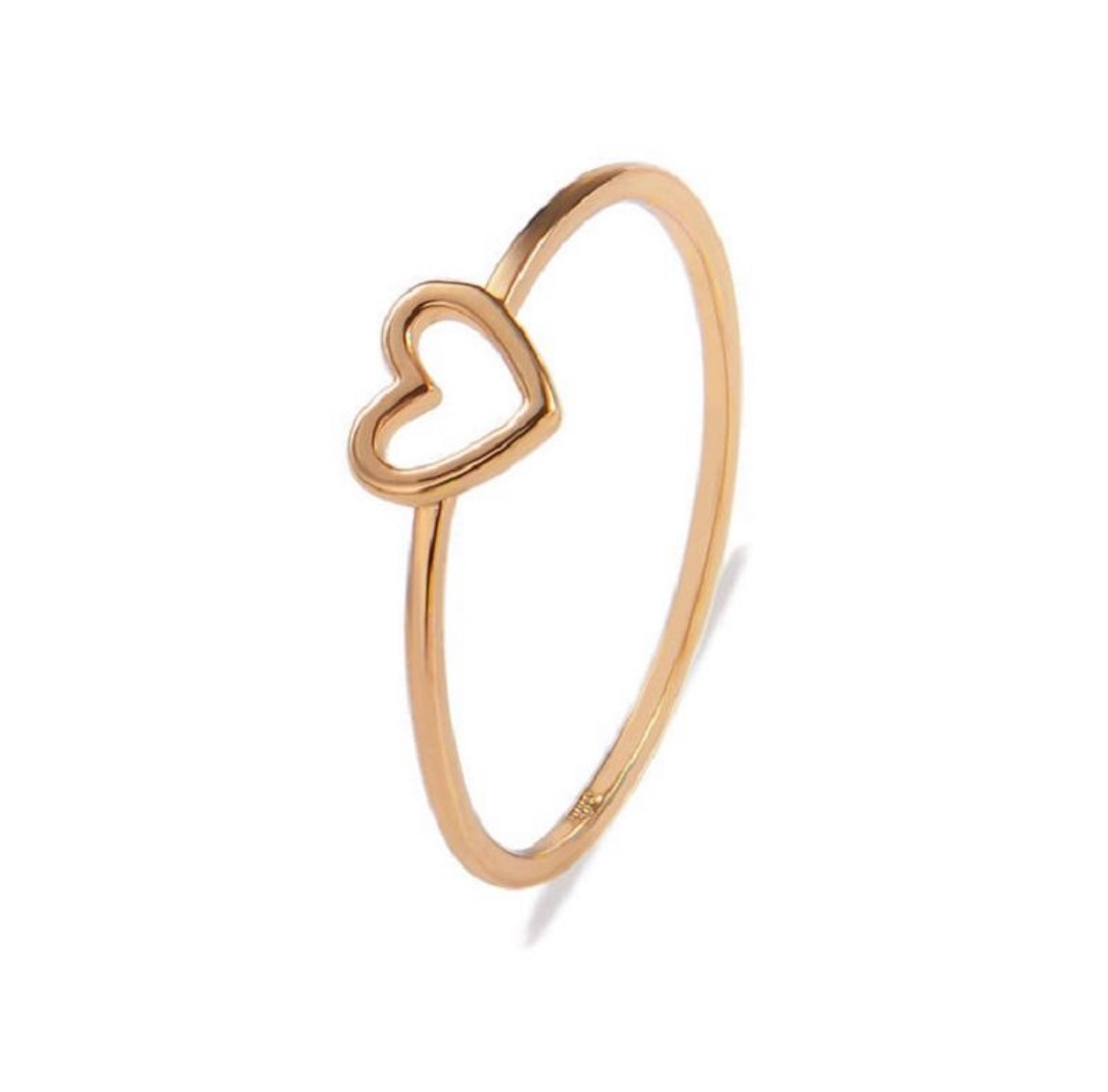 Dainty Hollow Heart Ring, Gold