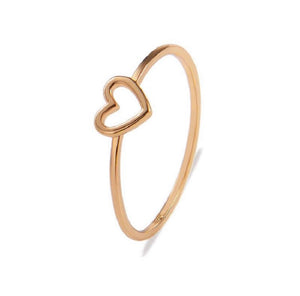 Dainty Hollow Heart Ring, Gold