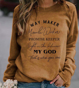 “Way Maker” Long Sleeve Sweatshirt, Camel