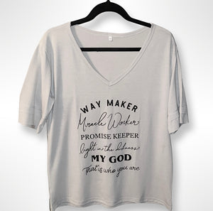“Way Maker” V-Neck T-shirt, Grey