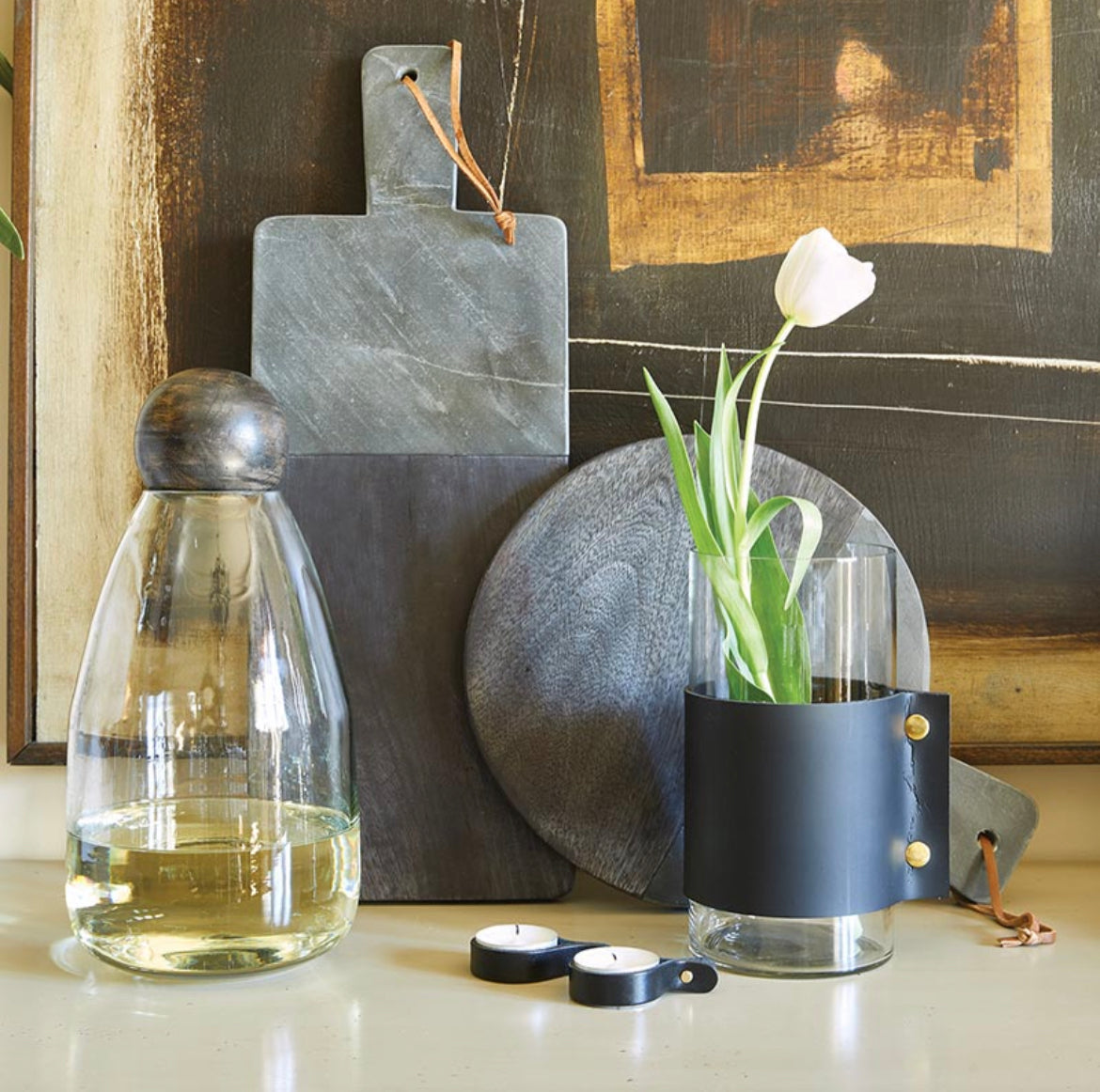 Glass Carafe, Wood Stopper