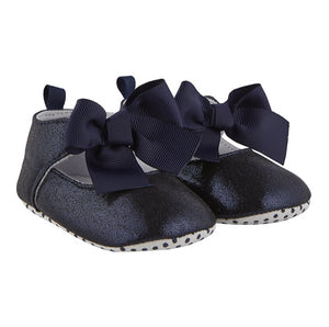 Navy Metallic Baby Shoes